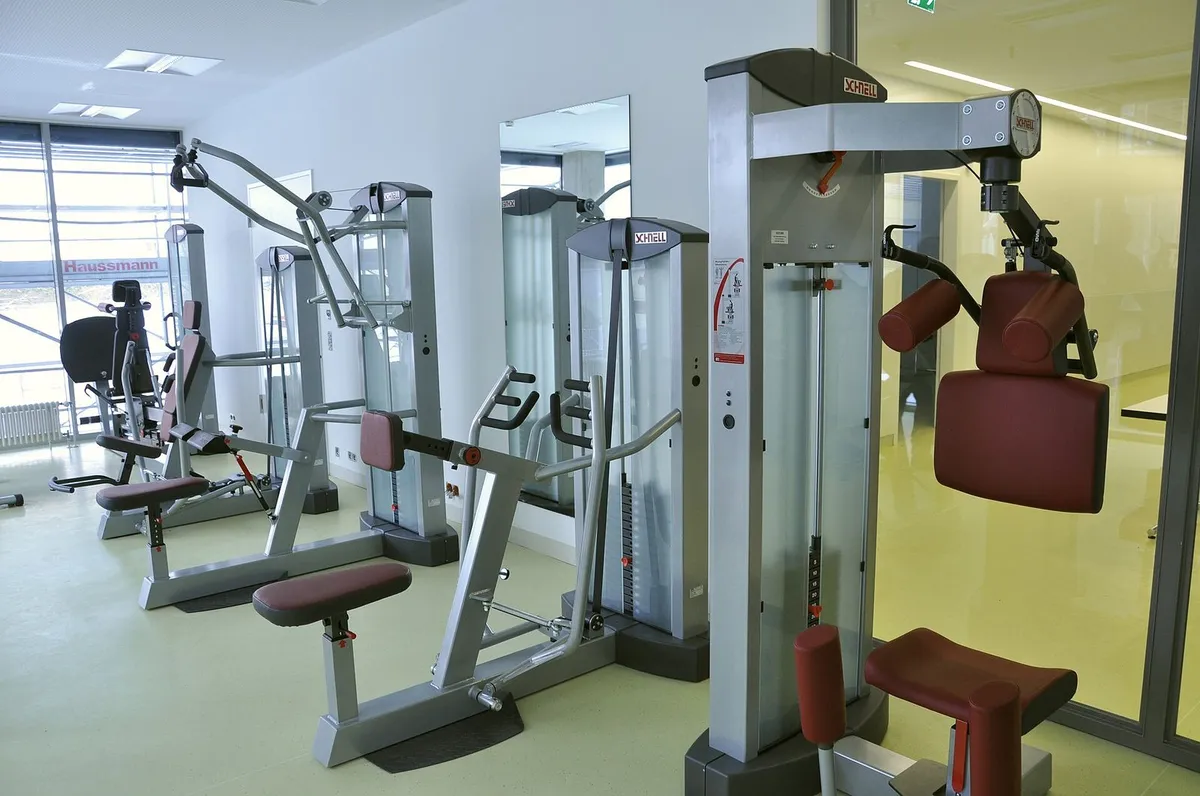 Modern physical therapy and rehabilitation equipment room